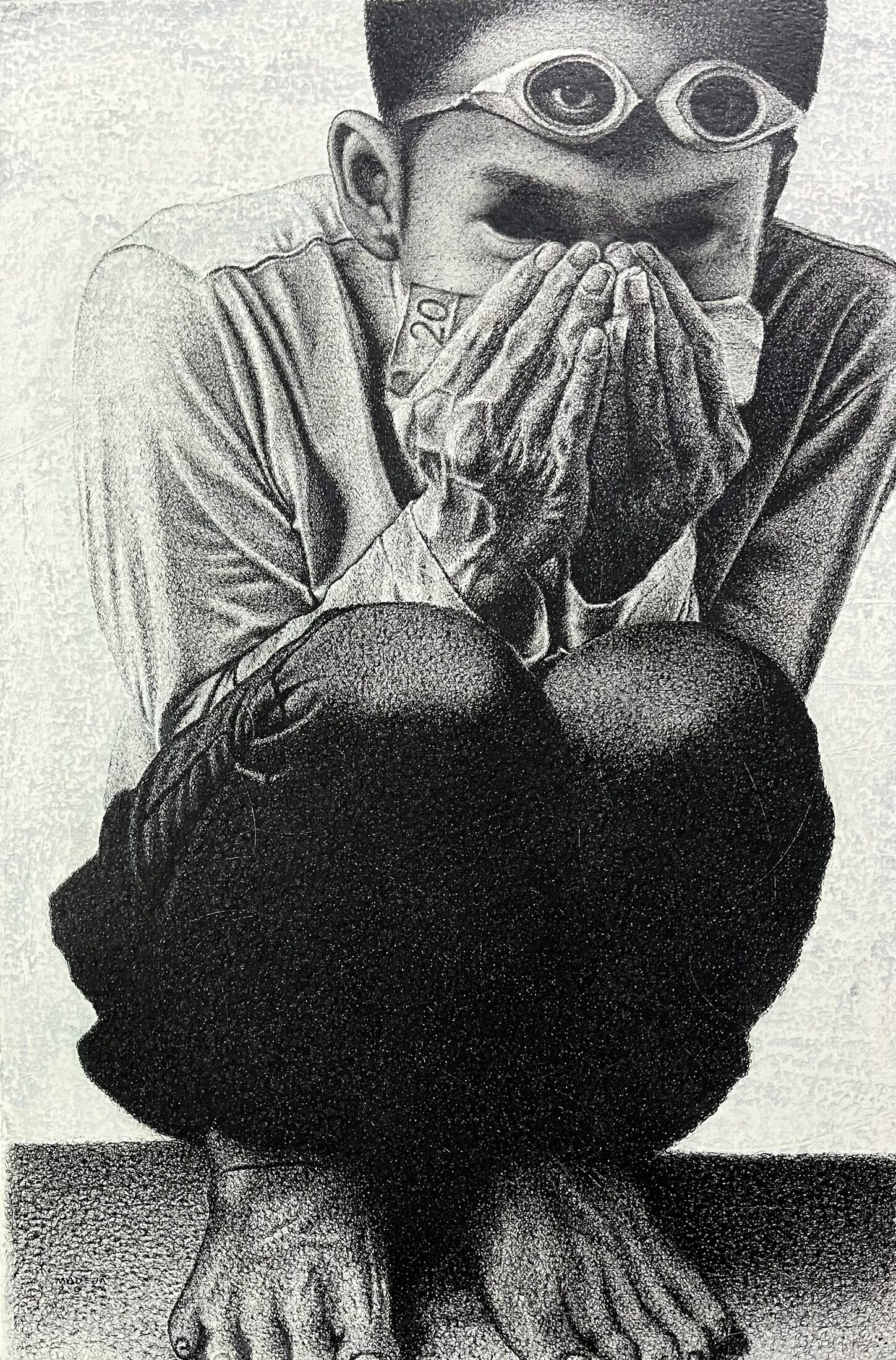Pipi — a man with goggles and money covering his mouth